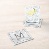 モダンパーソナライズされたモノグラムと名前 スクエアペーパーコースター (インサイチュ)