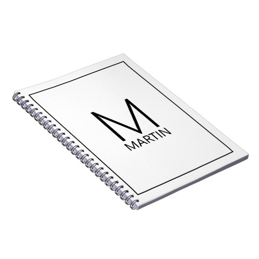 モダンパーソナライズされたモノグラムと名前 ノートブック (右側)
