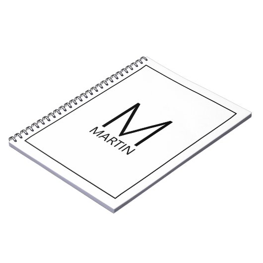 モダンパーソナライズされたモノグラムと名前 ノートブック (左側)