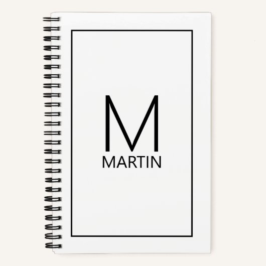 モダンパーソナライズされたモノグラムと名前 ノートブック (正面)