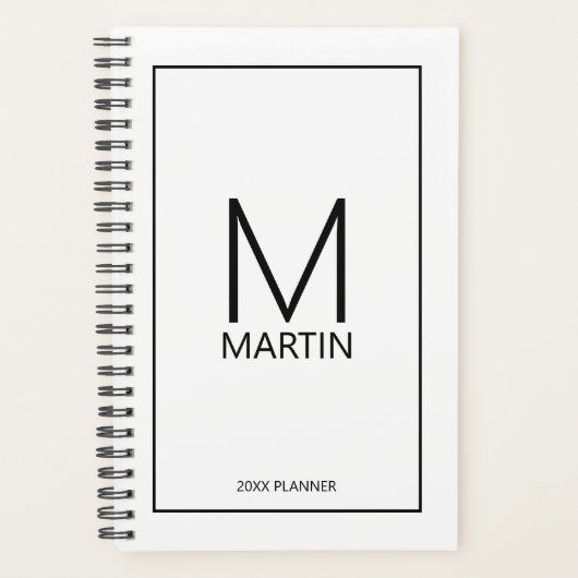 モダンパーソナライズされたモノグラムと名前 プランナー手帳 (正面)