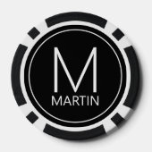 モダンパーソナライズされたモノグラムと名前 ポーカーチップ (裏面)