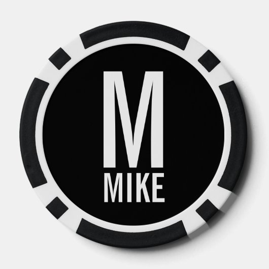 モダンパーソナライズされたモノグラムと名前 ポーカーチップ (裏面)