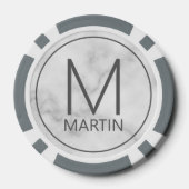 モダンパーソナライズされたモノグラムと名前 ポーカーチップ (裏面)