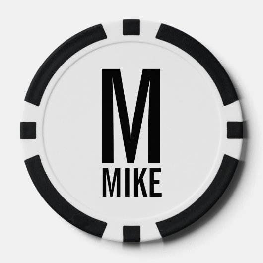 モダンパーソナライズされたモノグラムと名前 ポーカーチップ (正面)
