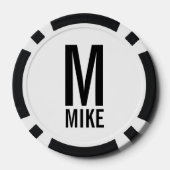 モダンパーソナライズされたモノグラムと名前 ポーカーチップ (裏面)