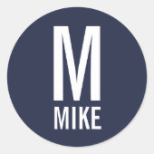 モダンパーソナライズされたモノグラムと名前 ラウンドシール (正面)