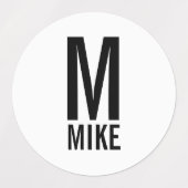 モダンパーソナライズされたモノグラムと名前 ラベル (デザイン2)