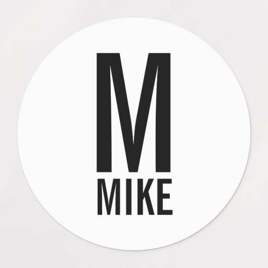 モダンパーソナライズされたモノグラムと名前 ラベル (デザイン1)