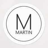 モダンパーソナライズされたモノグラムと名前 ラベル (デザイン2)