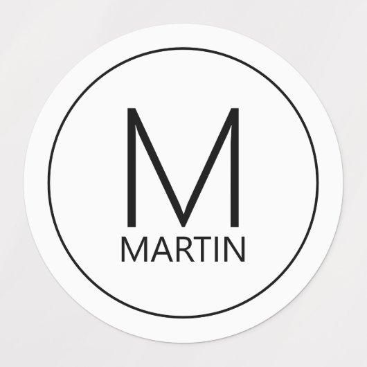 モダンパーソナライズされたモノグラムと名前 ラベル (デザイン1)