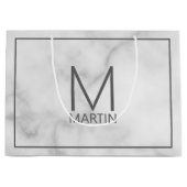 モダンパーソナライズされたモノグラムと名前 ラージペーパーバッグ (正面)