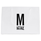 モダンパーソナライズされたモノグラムと名前 ラージペーパーバッグ (正面)