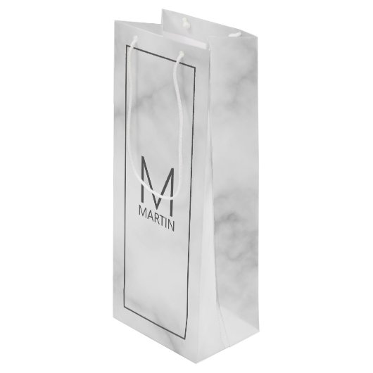 モダンパーソナライズされたモノグラムと名前 ワインギフトバッグ (正面アングル)