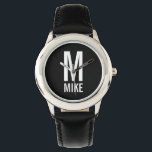 モダンパーソナライズされたモノグラムと名前 腕時計<br><div class="desc">モノグラモダンムデザインパーソナライズされたモノグラムと名前をサモダンンはっきりしたセリフフォントスタイルに搭載。パパ、夫、ボーイフレンド、男の子などのための完璧な贈り物</div>