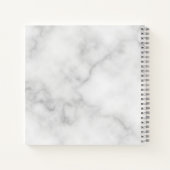 モダンパーソナライズされたモノグラムと名前White Marble ノートブック (裏面)