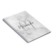 モダンパーソナライズされたモノグラムと名前White Marble ノートブック (右側)