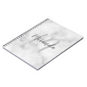 モダンパーソナライズされたモノグラムと名前White Marble ノートブック (左側)