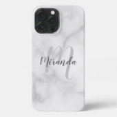 モダンパーソナライズされたモノグラムと名前White Marble iPhoneケース (裏面)
