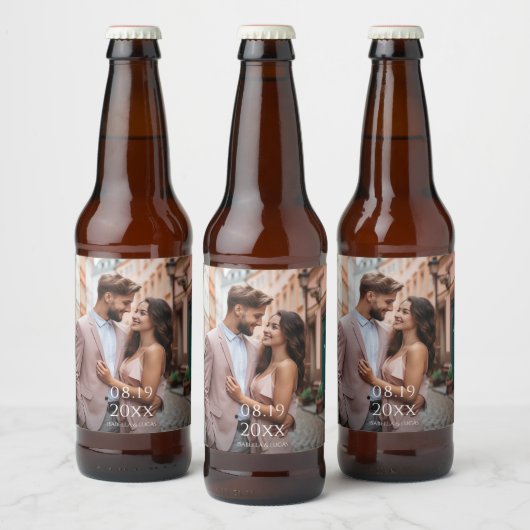 モダンパーソナライズされた写結婚真 ビールラベル (ボトル)