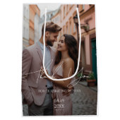 モダンパーソナライズされた写結婚真 ミディアムペーパーバッグ (裏面)