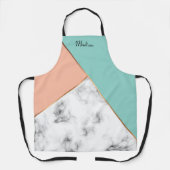 モダンパーソナライズされた大理石ピーチミントシガーリーック エプロン (正面)