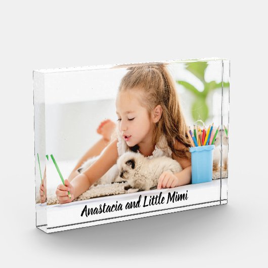 モダンパーソナライズされた子犬 フォトブロック (左)