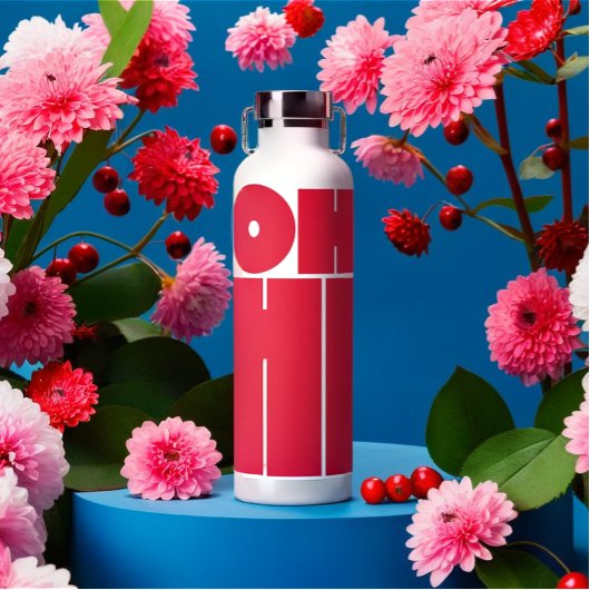 モダンパーソナライズされた文字OH HIピンク色 ウォーターボトル