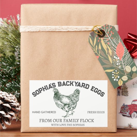 モダンパーソナライズされた素朴ファーム所有者名ブラック 長方形シール (クリスマス)