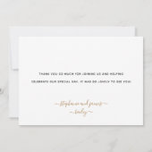 モダンパーソナライズされた結婚金ゴールド サンキューカード (裏面)