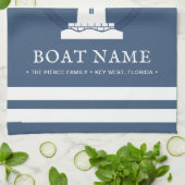 モダンパーソナライズされた航海のLight Houseボート名 キッチンタオル (折り畳み)