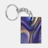 モダンパーソナライズされた贈り物 – 青、紫、金ゴールド キーホルダー (正面左)