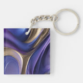 モダンパーソナライズされた贈り物 – 青、紫、金ゴールド キーホルダー (裏面)