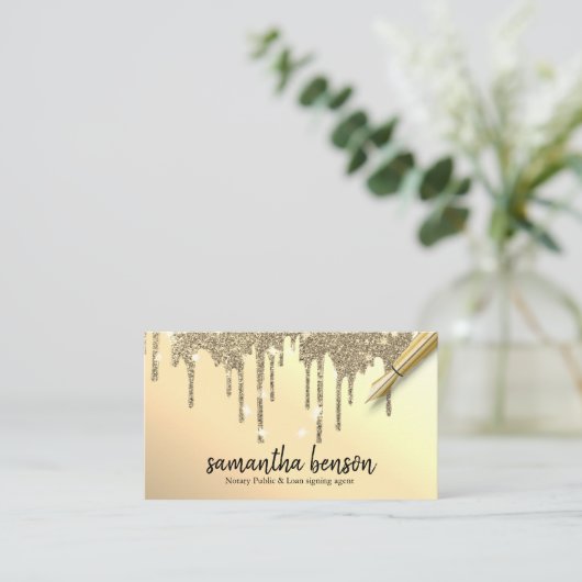 モダンパーソナライズされた金ゴールド乾燥公証人 名刺 (スタンド正面)