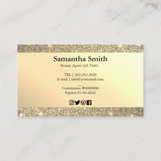 モダンパーソナライズされた金ゴールド乾燥公証人 名刺 (裏面)