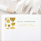 モダンパーソナライズされた金ゴールド葉パターン ラベル (インサイチュ)