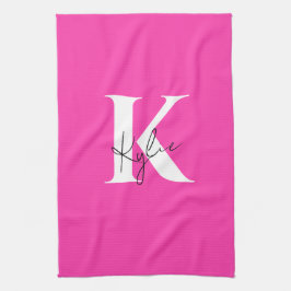 モダンパーソナライズされた鮮やかモノグラム名 –  キッチンタオル