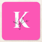 モダンパーソナライズされた鮮やかモノグラム名 – スクエアペーパーコースター (正面)