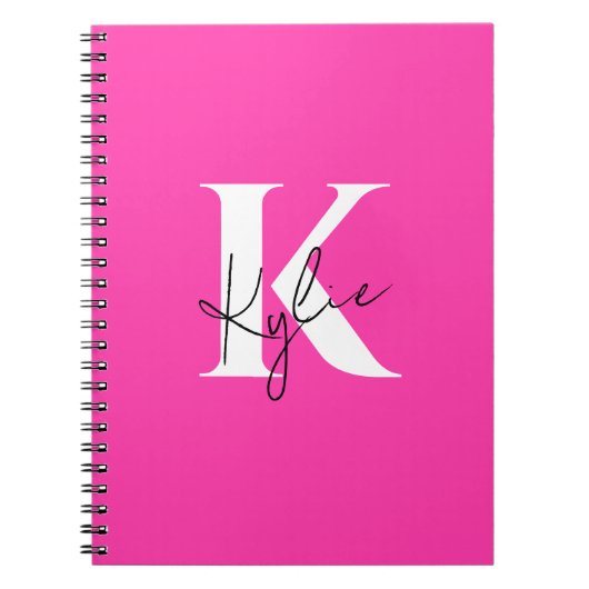 モダンパーソナライズされた鮮やかモノグラム名 –  ノートブック (正面)