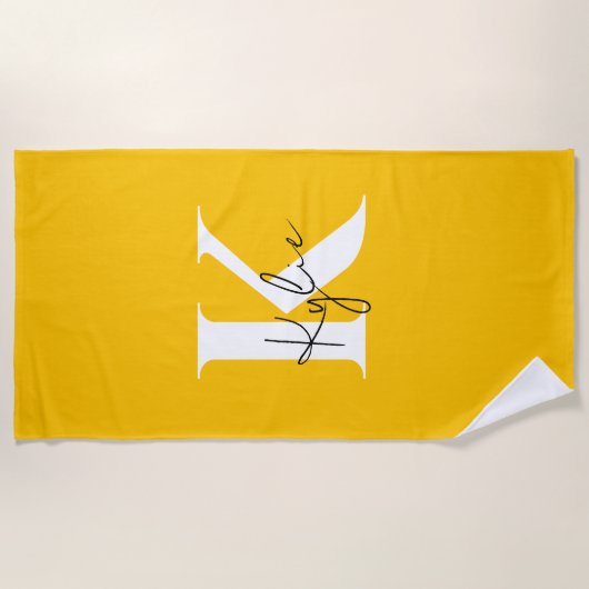 モダンパーソナライズされた鮮やかモノグラム名 – ビーチタオル (正面)