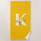 モダンパーソナライズされた鮮やかモノグラム名 – ビーチタオル (正面)