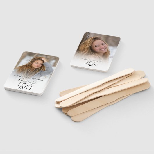モダンパーソナライズされた2写真卒業 ハンドファン (組立なし)
