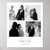 モダンパーソナライズされた4フォト結婚コラージュ ポスター (正面)