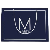 モダンパーソナライズされたBの名前モノグラム ラージペーパーバッグ (正面)