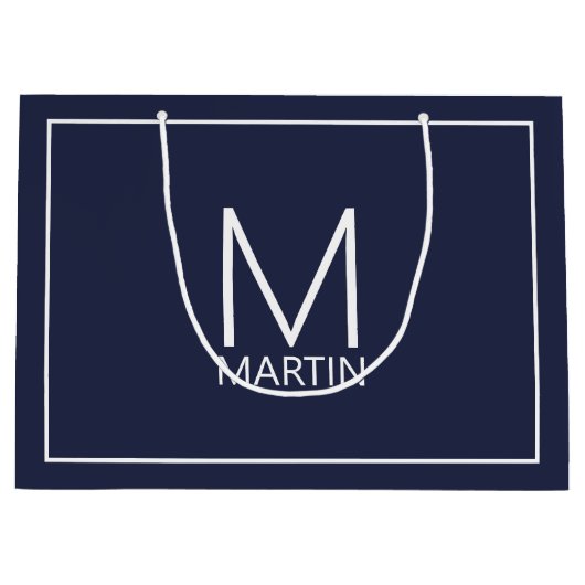 モダンパーソナライズされたBの名前モノグラム ラージペーパーバッグ (正面)