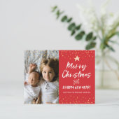 モダンパーソナライズされたChristmas Photo Cardはがき シーズンポストカード (スタンド正面)