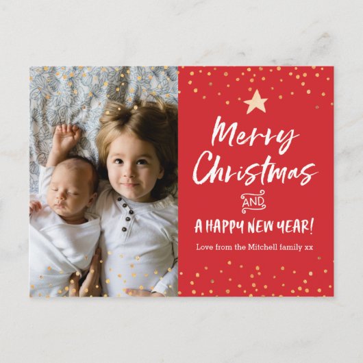 モダンパーソナライズされたChristmas Photo Cardはがき シーズンポストカード (正面)