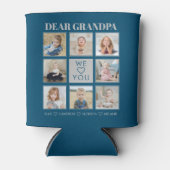 モダンパーソナライズされたGrandpa We Love You 8-Photos 缶クーラー (正面)