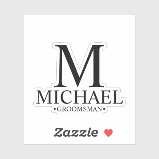 モダンパーソナライズされたGroomsman's Monogram and Name シール (シート)