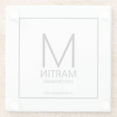 モダンパーソナライズされたMonogramとName Groomsmen ガラスコースター (裏面)